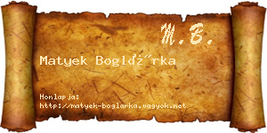 Matyek Boglárka névjegykártya